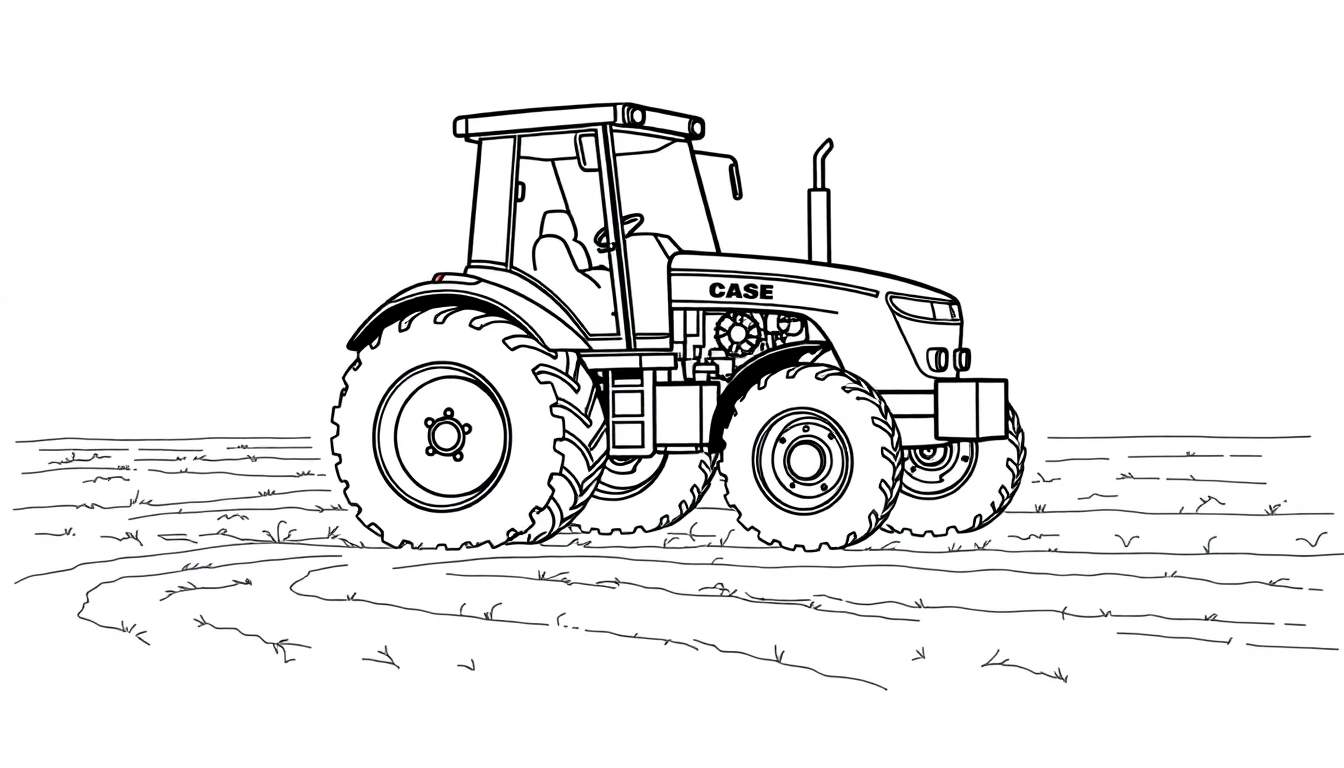 Case tractor colour plate line drawing