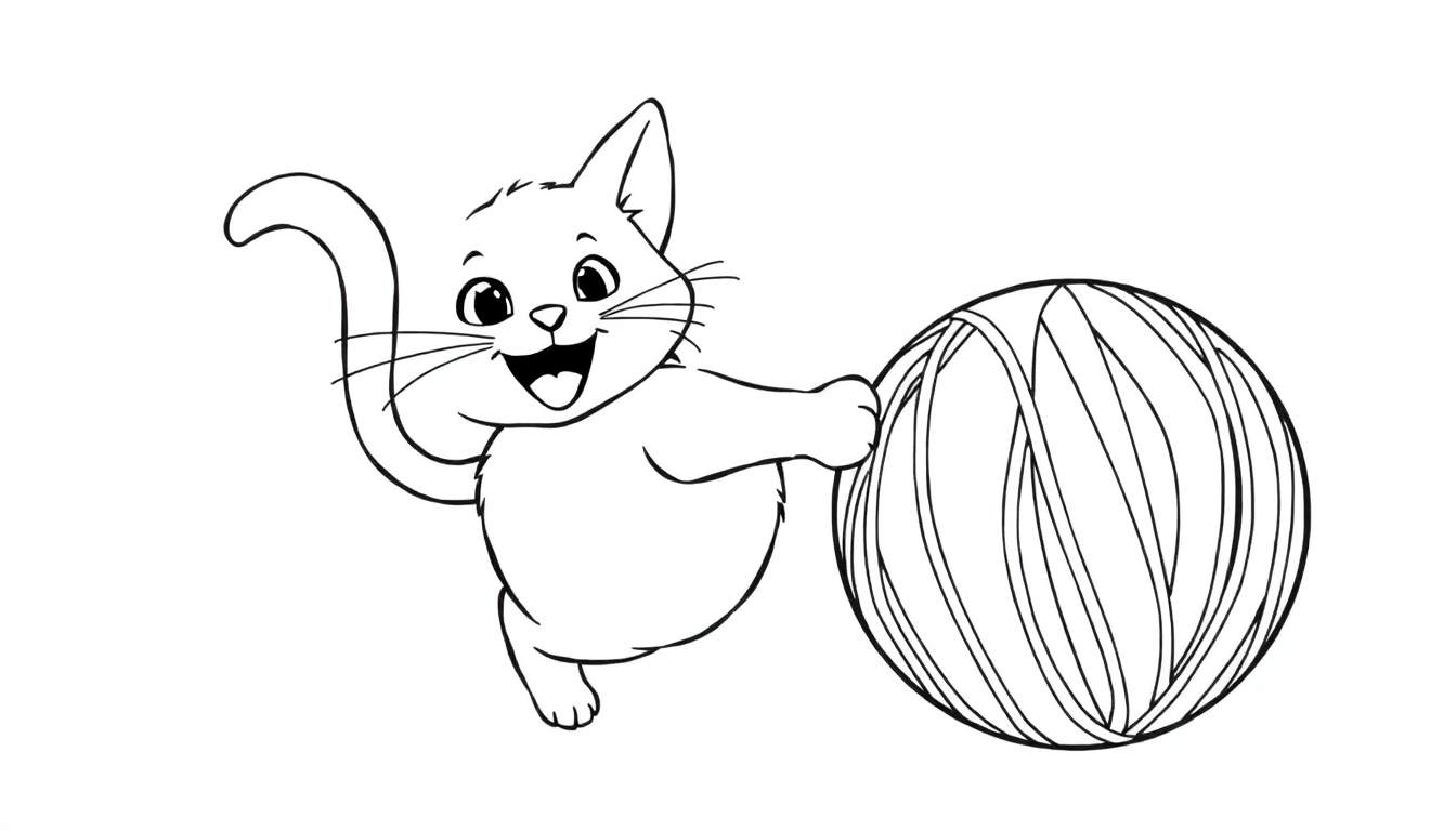 Chaton jouant avec une pelote de fil, prêt pour un color panel.