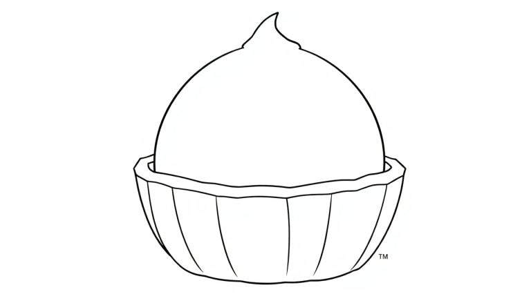 Esquisse d'une friandise en forme de tasse de beurre d'arachide, avec un symbole TM