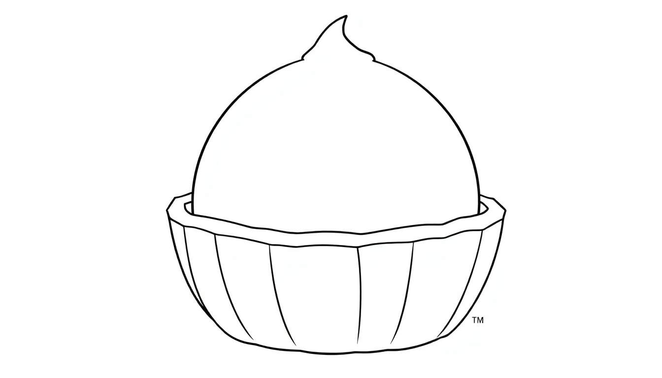 Esquisse d'une friandise en forme de tasse de beurre d'arachide, avec un symbole TM