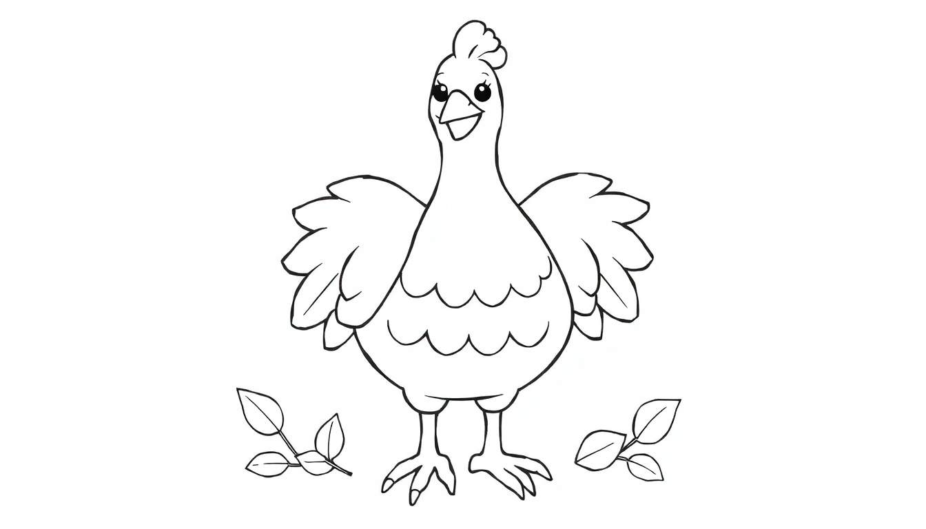 Poulet dessin au trait pour un color panel