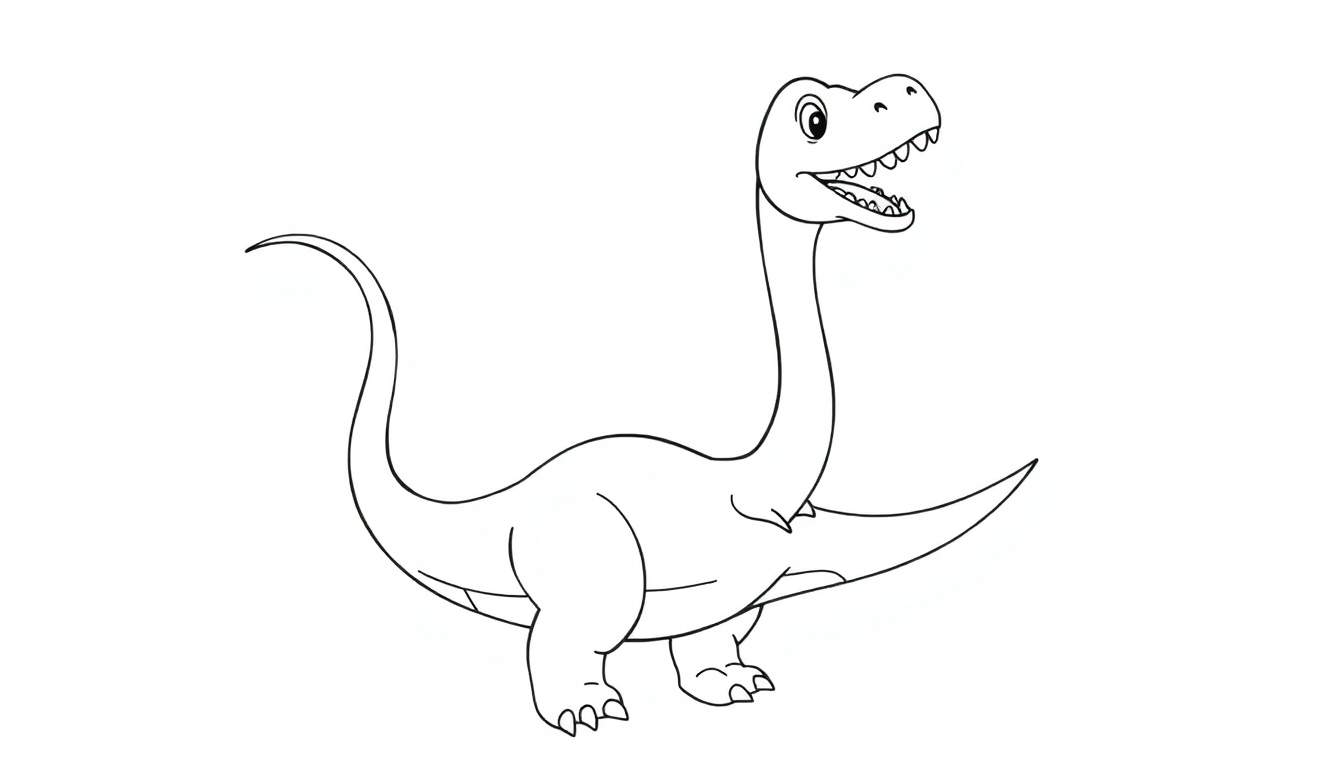 Dessin de sauropode souriant, color panel