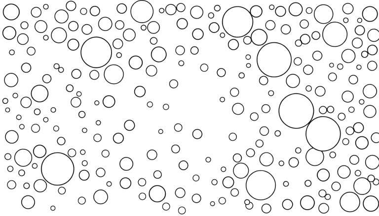 Un panel de couleurs avec des cercles blancs aux bordures noires de différentes tailles, éparpillés sur toute la surface.