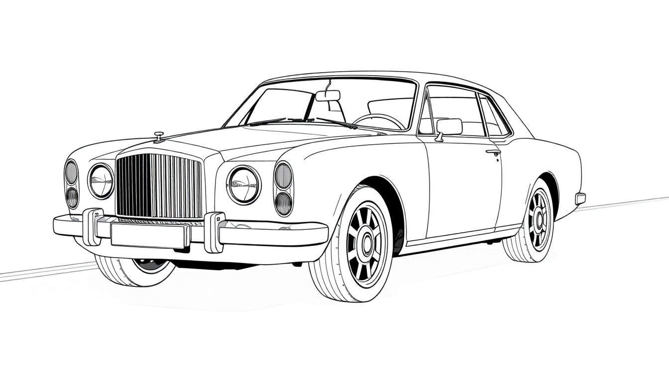 Illustration au trait d'une Bentley classique, parfaite pour un color panel.