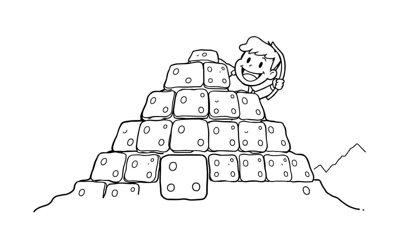 Coloriage d'un enfant construisant une pyramide avec des blocs de fromage.