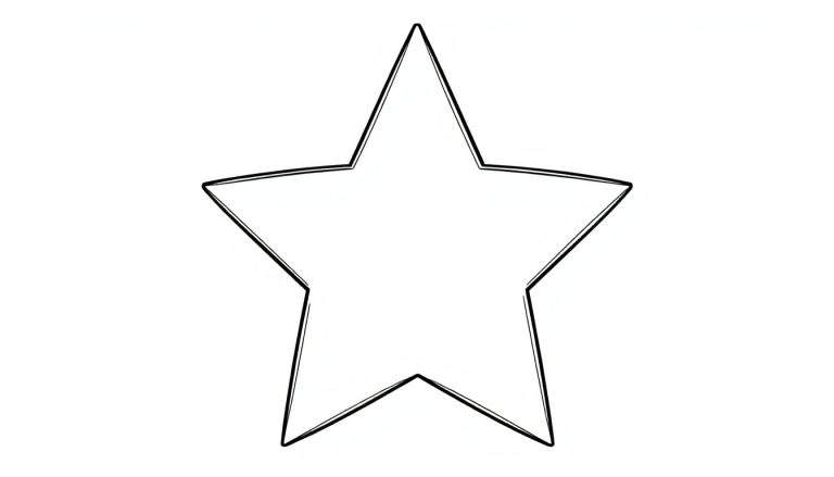 Contour d'une étoile à cinq branches dessinée à la main, avec des lignes noires épaisses et doubles sur fond blanc.